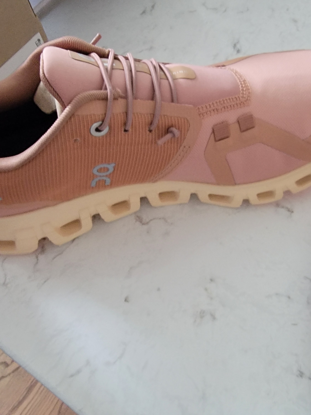On Cloud Waterproof Women's Athletic Shoes in Rose/Tan - Picture 8 of 9